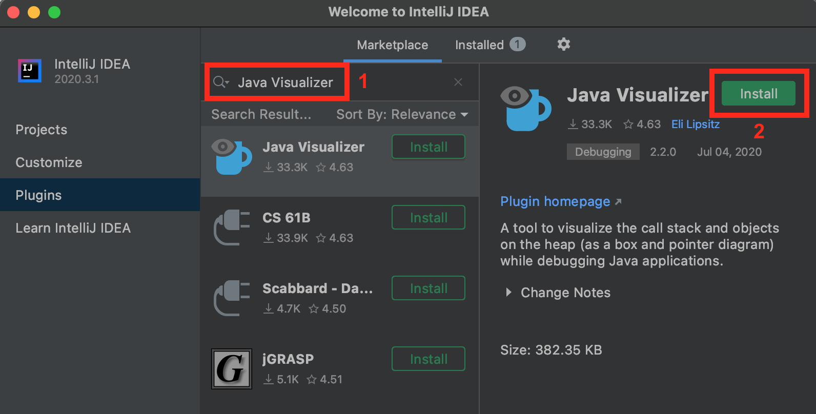 java visualizer hand grabs variable